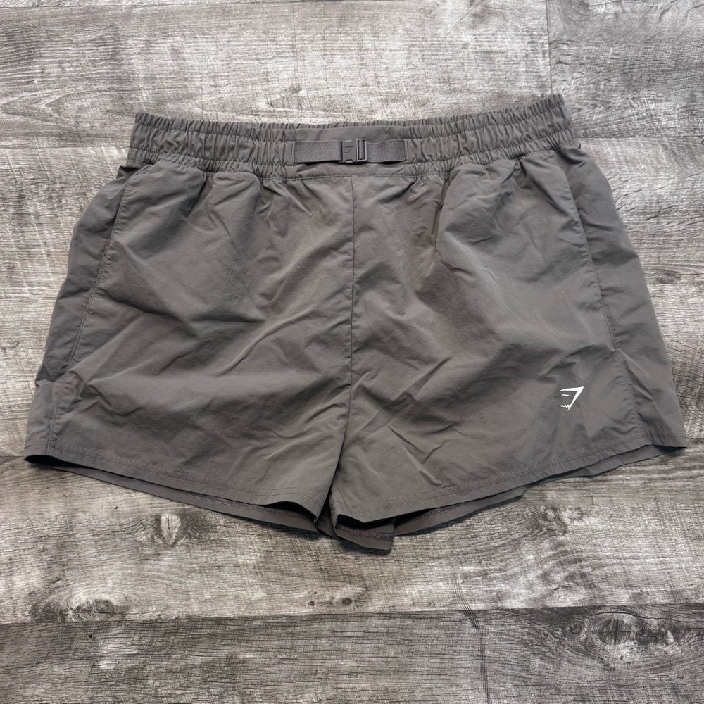 Gymshark Buckle Waisted Short Linen Brown Womens Sz. XL